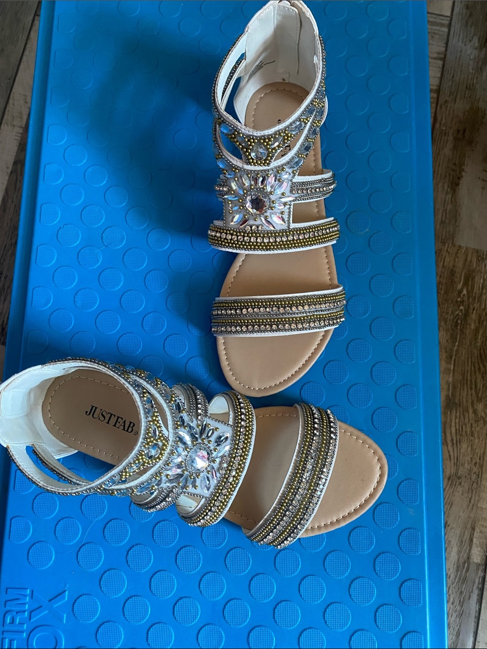 JustFab Women’s White Gladiator Sandals